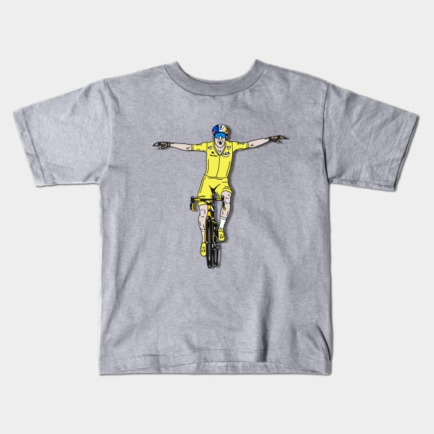 Wout Van Aert Tour de France 2022 - Stage 4 Victory Kids T-Shirt by p3p3ncil